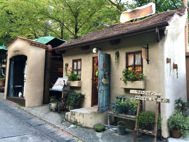 Little houses with roses in the windowboxes 