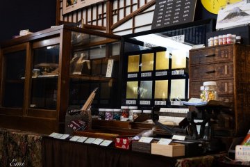 Eight kinds of gold on display at Tajima Gold Leaf Store.