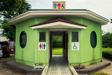 The quaint station toilets stick to the theme.