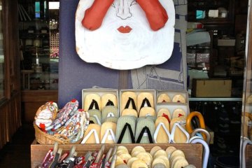 This traditional shoe shop in Chichibu City tires to conjure up the past with a replica.