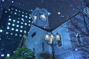 Sapporo clock tower during winter