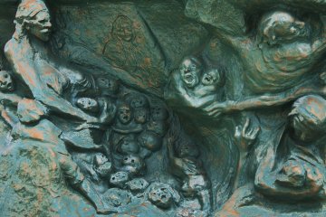 A bas-relief in front of the Nagasaki Atomic Bomb Museum