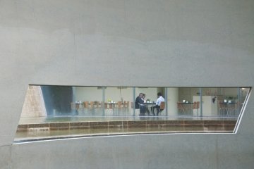 We can also see the tearoom from this large window situated in the entrance hall.