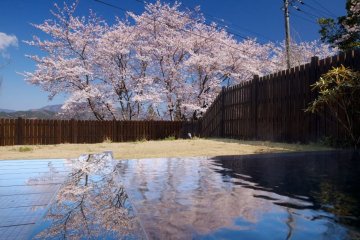 The open-air bath at Auberge Uchiko affords some of the best views of the town.