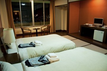 Very nice view from the room: Nagasaki and the port