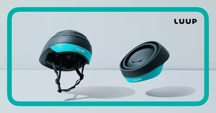 The LUUP-designed collapsible helmet