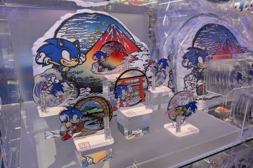 A selection of the Sonic goods available at the SEGA Tokyo Store