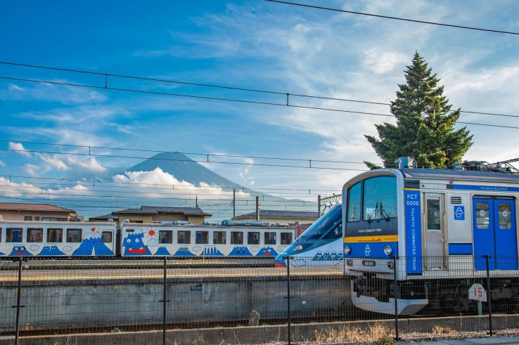 Shizuoka Commuter Train overlooking Mt. Fuji