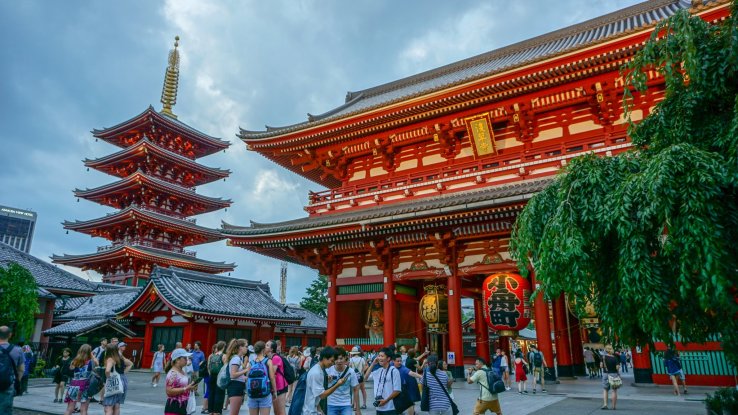 Five-storied Pagoda and Hozomon‎ Gate at Senso-ji