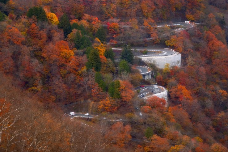 Hairpin turns aplenty at the Irohazaka Winding Route in Tochigi