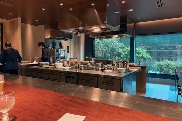Views of the chefs from the dining counter