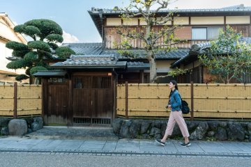 A tourist walking through Japan