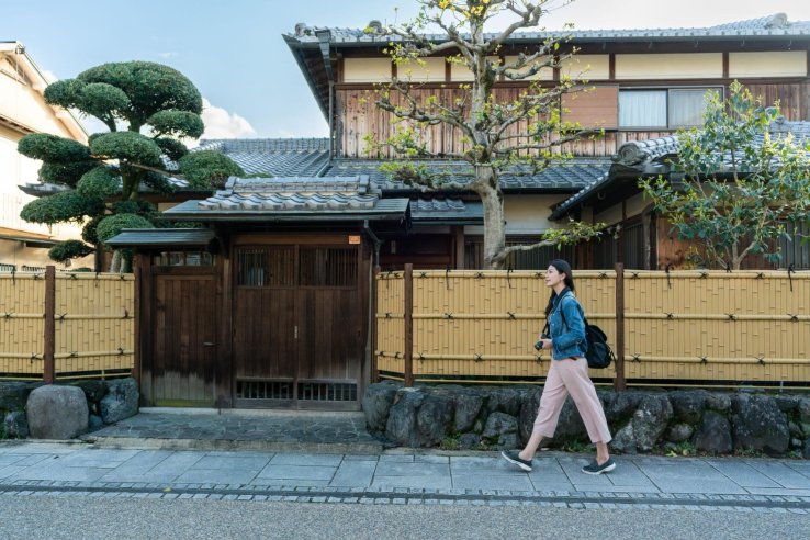 A tourist walking through Japan