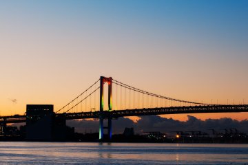 Morning pastel skies over Odaiba's Rainbow Bridge