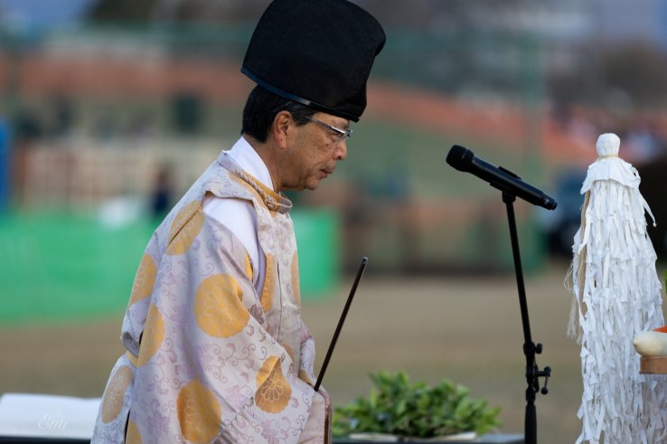 A ritual is held to pray for the safety of the fireworks festival.