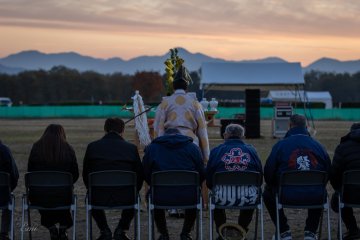 A ceremony where prayers for safety are offered, with representatives of pyrotechnicians gathered together.