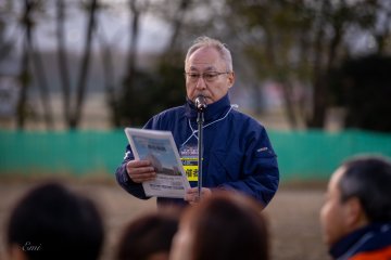 Takahisa Tokutake, Managing Director of the Nagano Chamber of Commerce and Industry, takes part in the safety prayer ceremony.