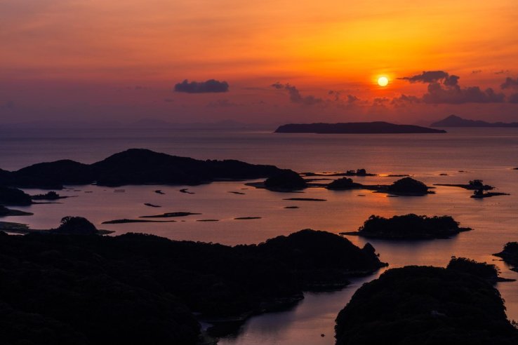Sunset over the Kujukushima Islands