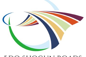 A circle representing the world and five vibrantly colored lines representing the highways capture the spirit of the Edo Shogun Roads brand, linking landscapes, stories, and journeys across the region into the future.