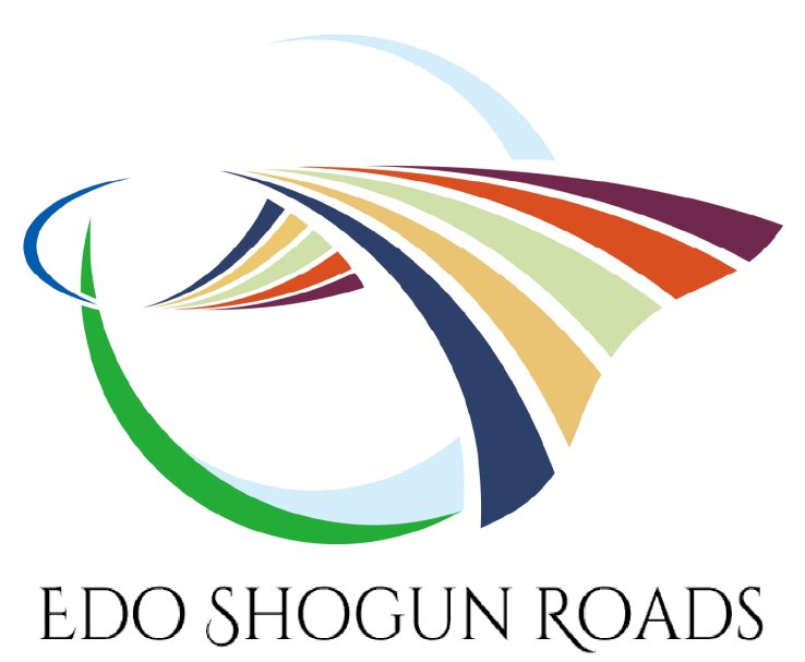A circle representing the world and five vibrantly colored lines representing the highways capture the spirit of the Edo Shogun Roads brand, linking landscapes, stories, and journeys across the region into the future.