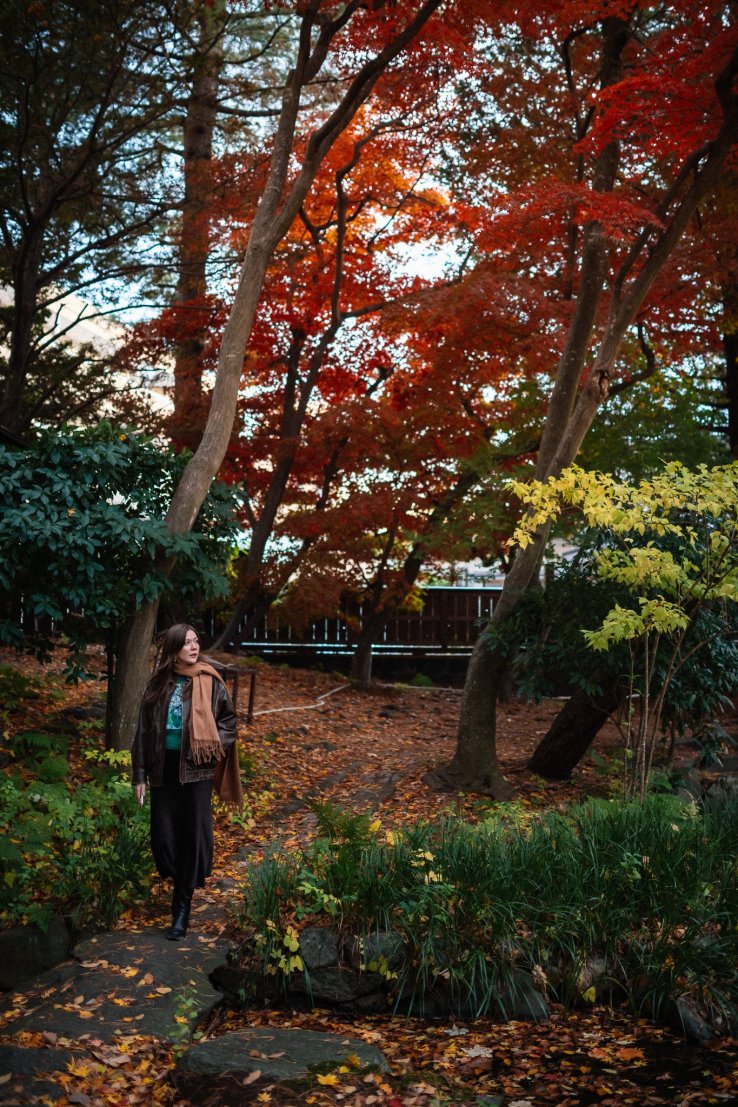 Walking through autumn foliage