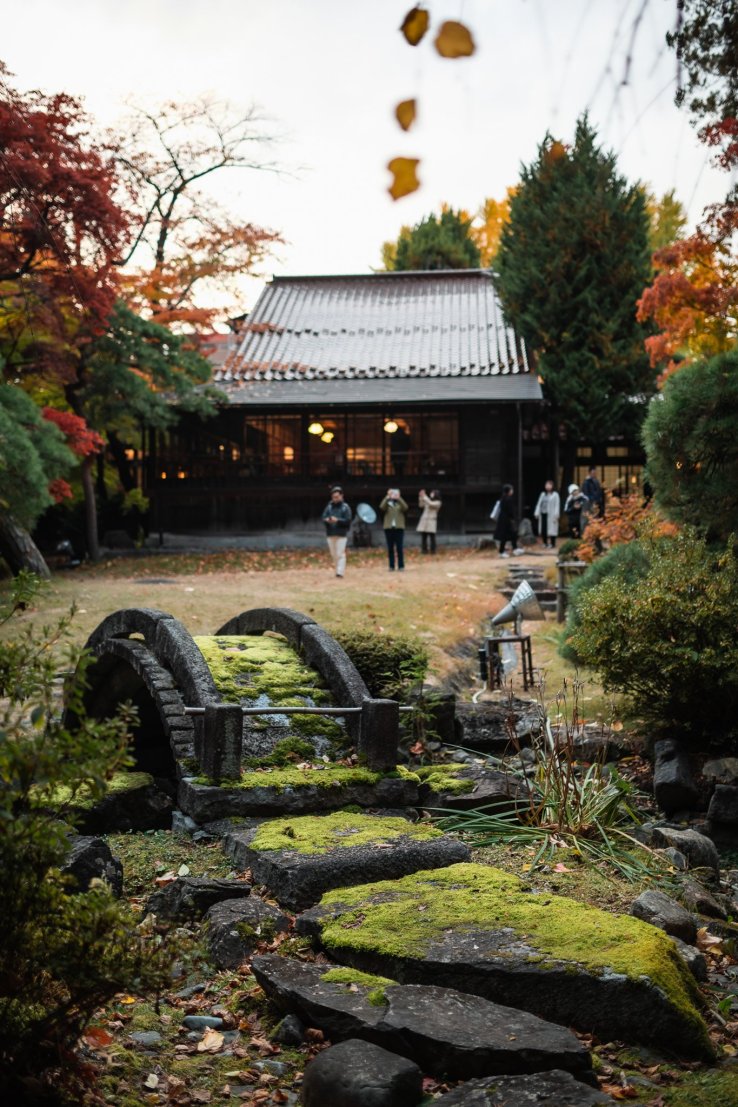 Stone bridge in garden