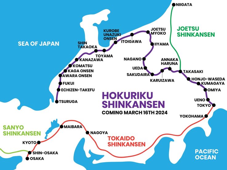 Map of Hokuriku Shinkansen