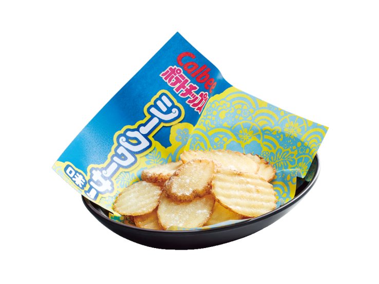 Calbee Thick-Sliced ​​Potatoes (429 JPY including tax), highlighting the Shikuwasa citrus flavor the region is known for