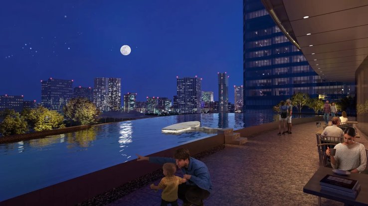 Moon-viewing terrace and foot baths