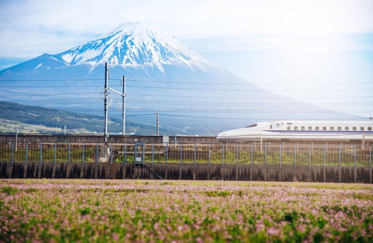 Tokaido Shinkansen passing Mt. Fuji