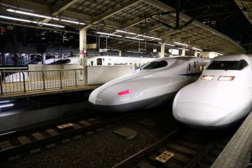 Nozomi and Hikari trains on the Tokaido Shinkansen Line