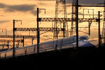 Tokaido Shinkansen at sunset