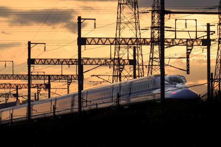 Tokaido Shinkansen at sunset