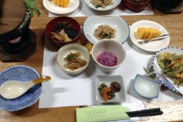 Syukubou are lodges which serve vegetarian food. Only a picture remains of the tasty food because it was quickly consumed by our group which has an appetite for culture just as big as it does for local food!