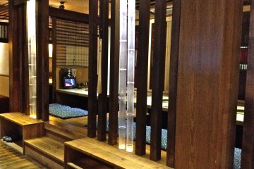 Traditional Japanese seating. Horigotatsu setting shown here, allows you to dangle your legs in the pit instead of sitting cross-legged