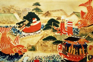 Traditional painting of Karatsu Kunchi Festival procession