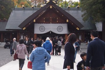 Inside the shrine, where it was bustling with children and their families.