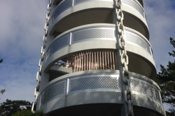 There's a four story tall observation tower on top of the hill at Tobaru Park
