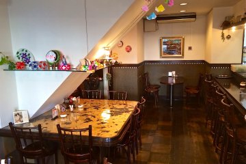 The old-world interior look of Pot Luck cafe