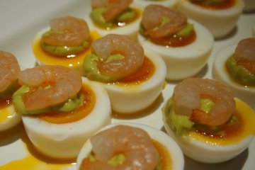 Delicately created appetizers of the appetizers bar for the dinner menu.