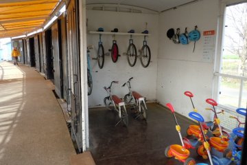 Kids and adults can rent various vehicles to ride around a circuit at Norimono Hiroba. This area takes a good 10 minutes or more of walking to get to from the parking area; bringing a stroller for young kids rather beats getting stuck carrying them back