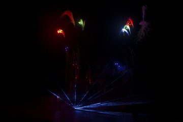 Fireworks and laser light show work well together.