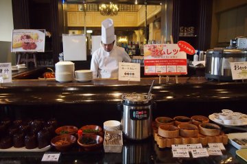 Fresh omelette is prepared on request at Adnis Restaurant.