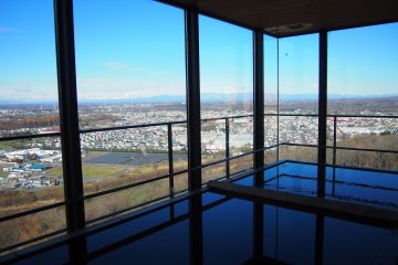 The onsen at the 12th level that overlooks the Tokachi plain. It was great to soak and enjoy the view, which is beautiful night or day.