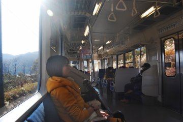 A passanger and inside the train
