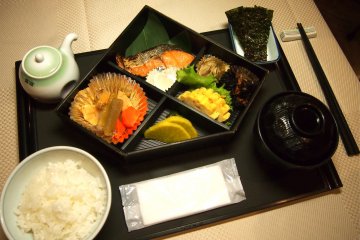 Guests can select the Japanese option for their breakfast set, which typically comes with rice, an assortment of salads and fishes and miso soup. The rice, condiments and drinks are free flow.