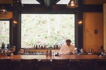 It's a bonus to sit at the bar counter. Watch the baristas busy away against the backdrop of nature.