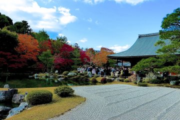 <p>The rock garden is crowed with visitors in autumn</p>
