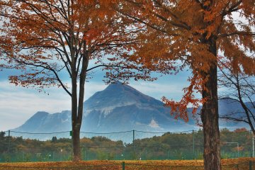 Le Mont Buko entourré par le feuillage d'automne