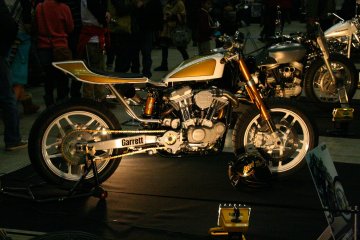 <p>Chopper Dave's turbo-powered 2006 Harley-Davidson Sportster with full race suspension and extended swinging arm: "Steel Shoe"</p>